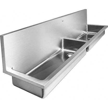 Whitehaus Noah's Wall Mounted Double Basins Stainless Steel Utility Sink Brushed Stainless Steel