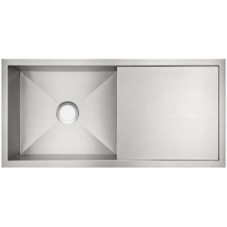 Whitehaus Commercial Single Bowl Undermount Sink with Integral Drainboard Brushed Stainless Steel