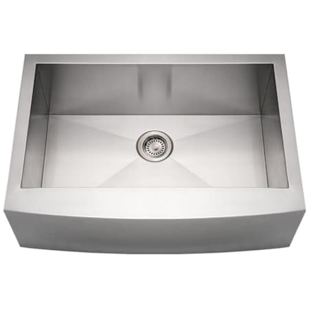 Whitehaus Commercial Single Bowl Undermount Sink with Front-Apron and Curved Front Design Brushed Stainless Steel
