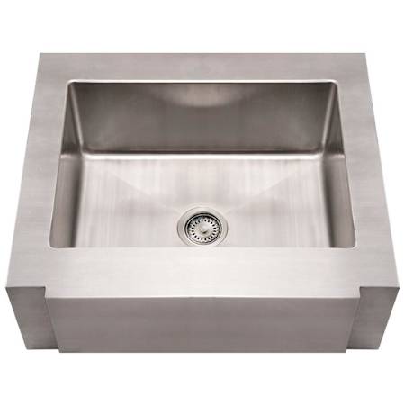 Whitehaus Commercial Single Bowl Undermount Sink with Front-Apron and Square Front Design Brushed Stainless Steel