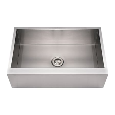 Whitehaus Commercial Single Bowl Undermount Sink with Front-Apron Brushed Stainless Steel