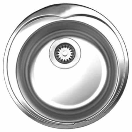 Whitehaus Large Round Bowl Drop-In Sink Brushed Stainless Steel