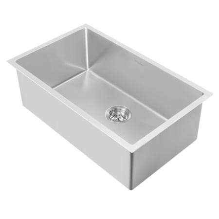 Whitehaus Noah Plus 30" Single Basin Kitchen Sink for Undermount or Drop-In Installation - Includes Matching Sink Grid and Strainer Brushed Stainless Steel