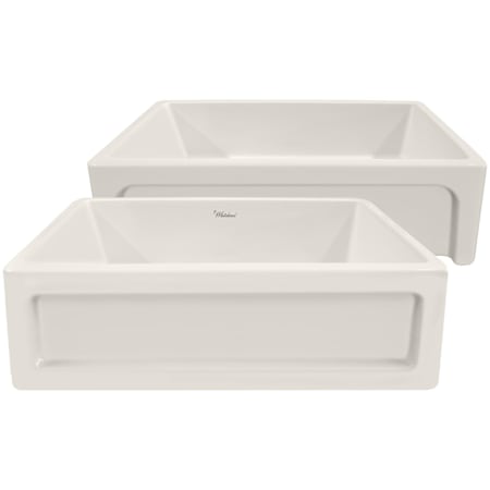 Whitehaus Shakerhaus 33" Dual-Apron Reversible Farmhouse Single Basin Fireclay Kitchen Sink Biscuit