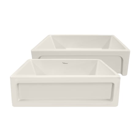 Whitehaus Shakerhaus 33" Dual-Apron Reversible Farmhouse Single Basin Fireclay Kitchen Sink Biscuit