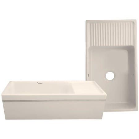 Whitehaus Quatro Alcove 36" Farmhouse Single Basin Fireclay Kitchen Sink with Drainboard Biscuit