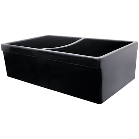 Whitehaus 33" Double Basin Reversible Fireclay Farm House Sink from the Farmhaus Collection - Apron Front Black