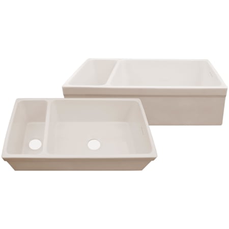 Whitehaus 36" Quatro Alcove Double Basin Reversible Fireclay Farm House Sink from the Farmhaus Collection - Apron Front Biscuit