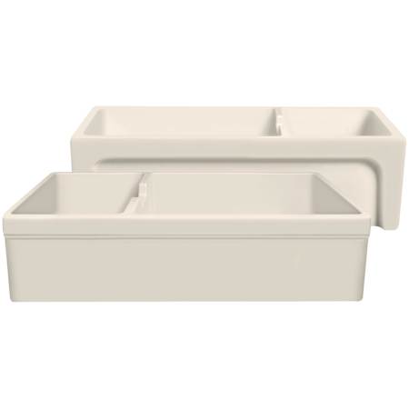 Whitehaus Glencove 42" Undermount Double Basin Fireclay Kitchen Sink Biscuit