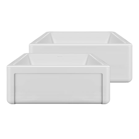 Whitehaus Fireclay 27" Farmhouse Single Basin Fireclay Kitchen Sink with Basin Rack White