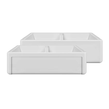 Whitehaus Fireclay 36" Farmhouse Double Basin Fireclay Kitchen Sink White