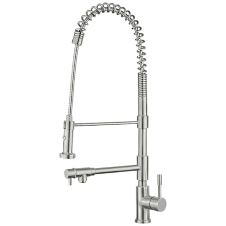 Whitehaus Waterhaus 1.5 GPM Pre-Rinse High-Arc Kitchen Faucet - Includes Integrated Second Straight Spout Brushed Stainless Steel