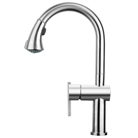 Whitehaus Waterhaus Single Hole Pull Down Kitchen Faucet Brushed Stainless Steel