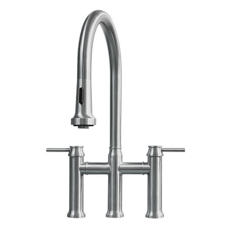 Whitehaus Waterhaus 1.5 GPM Bridge Pull Down Kitchen Faucet Brushed Stainless Steel