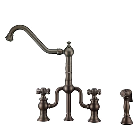 Whitehaus Twisthaus Plus 1.5 GPM Widespread Bridge Kitchen Faucet - Includes Side Spray Oil Rubbed Bronze