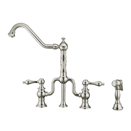 Whitehaus Twisthaus Plus 1.5 GPM Widespread Bridge Kitchen Faucet - Includes Side Spray Polished Chrome