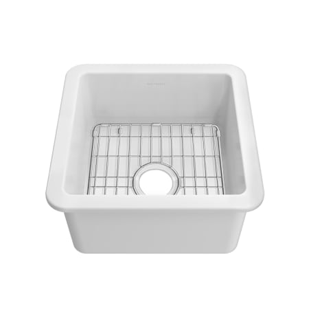 Whitehaus Fireclay 18" Undermount Single Basin Fireclay Kitchen Sink with Basin Rack White