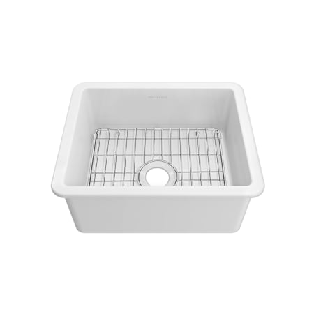 Whitehaus Fireclay 24" Undermount Single Basin Fireclay Kitchen Sink with Basin Rack White