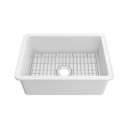 Whitehaus Fireclay 28" Undermount Single Basin Fireclay Kitchen Sink with Basin Rack White