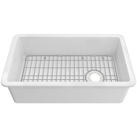 Whitehaus Fireclay 31" Undermount Single Basin Fireclay Kitchen Sink with Basin Rack White