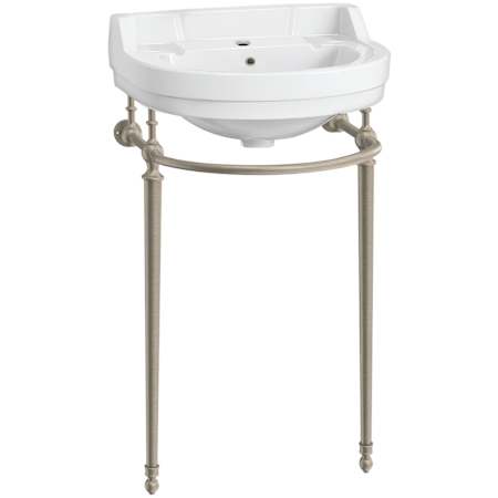 Whitehaus 21-5/8" Specialty Vitreous China Console Bathroom Sink with Overflow and Single Faucet Hole White / Brushed Nickel