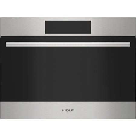 Finish: Wolf E Series 24 Inch Wide 1.6 Cu. Ft. Electric Single Oven, Speed Oven Stainless Steel