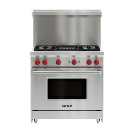 Finish: Wolf 36" x 20" Gas Range Riser with Shelf Stainless Steel