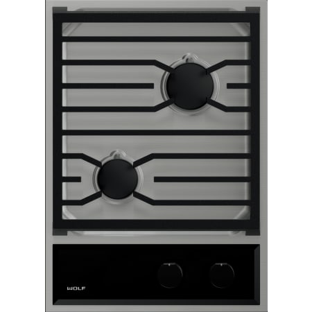 Finish: Wolf 15 Inch Wide 2 Burner Transitional Gas Cooktop Stainless Steel