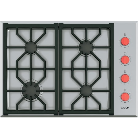 Finish: Wolf Pro 30 Inch Wide 4 Burner Professional Gas Cooktop Stainless Steel