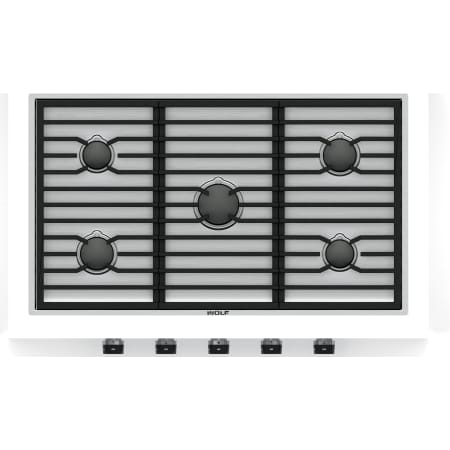 Finish: Wolf 36 Inch Wide 5 Burner Contemporary Gas Cooktop Stainless Steel