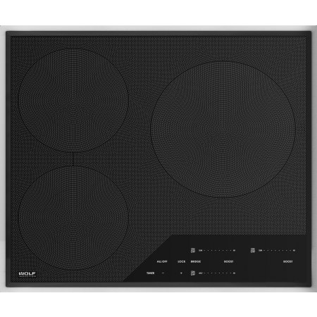 Finish: Wolf 24 Inch Wide 3 Burner Transitional Framed Induction Cooktop Black