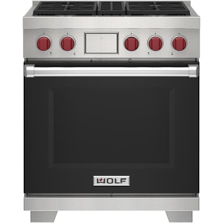 Finish: Wolf 30 Inch Wide 5.1 Cu. Ft. Free Standing Dual Fuel Range with Gourmet Mode and Dual VertiFlow™ Convection System Black