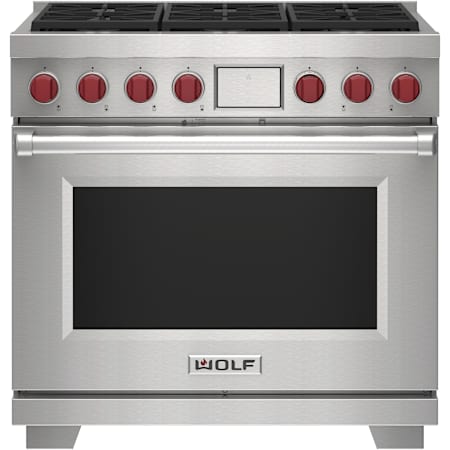 Finish: Wolf 36 Inch Wide 6.3 Cu. Ft. Free Standing Dual Fuel Range with Gourmet Mode and Delayed Start Stainless Steel