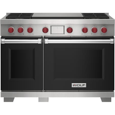 Finish: Wolf 48 Inch Wide 7.8 Cu. Ft. Free Standing Dual Fuel Range with Double Griddle and Gourmet Mode Black