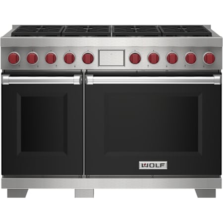Finish: Wolf 48 Inch Wide 7.8 Cu. Ft. Free Standing Dual Fuel Range with Gourmet Mode and Self Clean Black