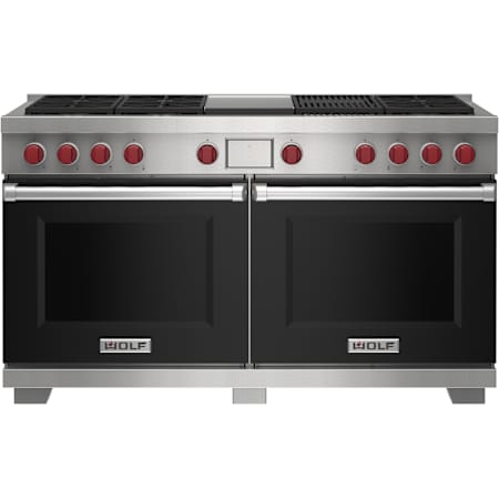 Finish: Wolf 60 Inch Wide 10.2 Cu. Ft. Free Standing Dual Fuel Range with Char Broiler and Gourmet Mode Black