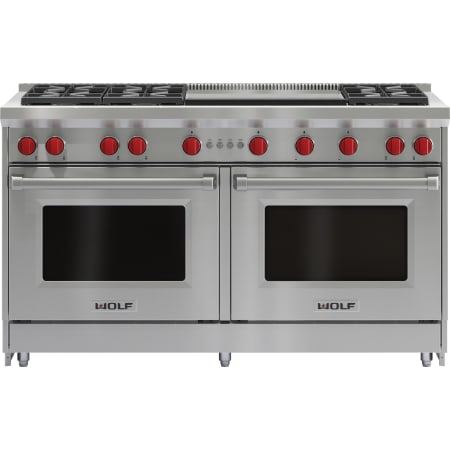 Finish: Wolf 60 Inch Wide 9 Cu. Ft. Free Standing Liquid Propane Range with Dual Infrared Griddle Stainless Steel