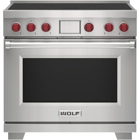 Finish: Wolf 36 Inch Wide 6.3 Cu. Ft. Free Standing Induction Range with Dual VertiFlow™ Convection System and Gourmet Mode Stainless Steel