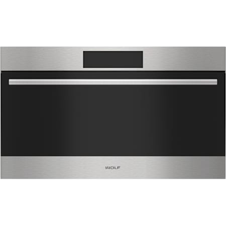 Finish: Wolf E Series 30 Inch Wide 1.6 Cu. Ft. Electric Single Oven, Speed Oven Stainless Steel