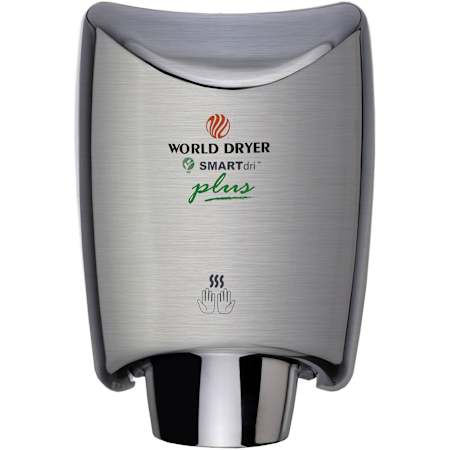 World Dryer SMARTdri 120 Volts 10 AMP Infrared Sensor Activated High Speed Hand Dryer - Single Nozzle Port Brushed Chrome