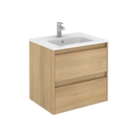 WS Bath Collections Ambra 24" Wall Mounted Single Basin Vanity Set with Cabinet and Ceramic Vanity Top Nordic Oak