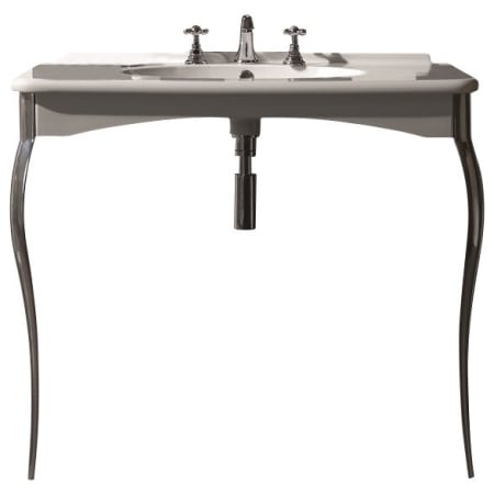 WS Bath Collections 39-1/2" Ceramic Wall Mounted Bathroom Console with 1 or 3 Holes Drilled and Metal Legs White / Chrome