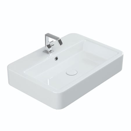 WS Bath Collections Contour 23-3/5" Rectangular Ceramic Wall Mounted or Vessel Bathroom Sink with Overflow and 1 Faucet Hole Gloss White