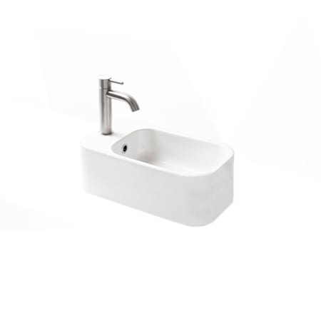 WS Bath Collections Cosa 18-7/8" Rectangle Ceramic Vessel or Wall Mounted Bathroom Sink with Overflow and Single Faucet Hole Gloss White