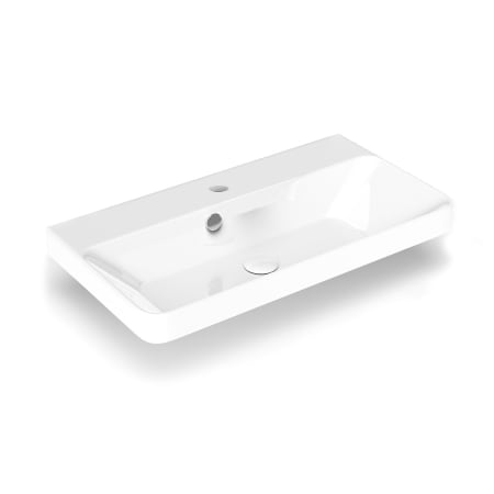 WS Bath Collections Luxury 27-5/8" Rectangular Ceramic Drop In or Wall Mounted Bathroom Sink with Overflow and 1 Faucet Hole Glossy White