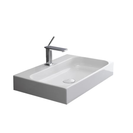 WS Bath Collections 31-7/10" Ceramic Wall Mounted / Vessel Bathroom Sink from the Unit Collection with One Faucet Hole White