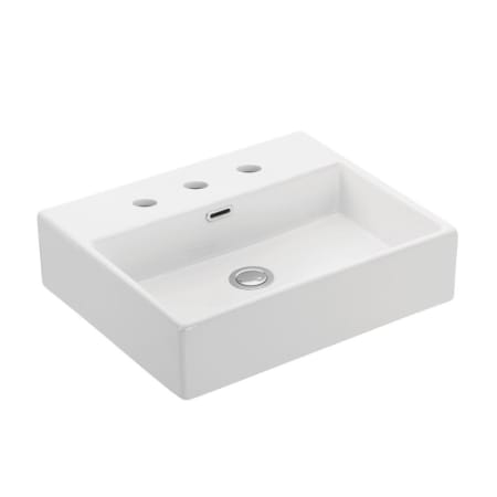 WS Bath Collections Quattro 19-1/2" Rectangular Ceramic Vessel or Wall Mounted Bathroom Sink with Overflow and 3 Faucet Holes at 8" Centers White