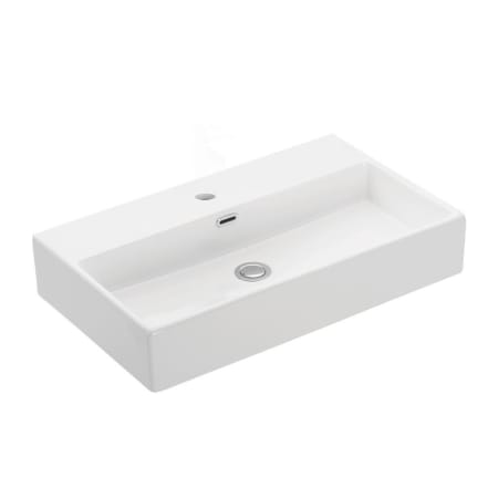 WS Bath Collections Quattro 27-5/8" Rectangular Ceramic Vessel or Wall Mounted Bathroom Sink with Overflow and Single Faucet Hole White
