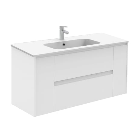 WS Bath Collections Ambra 48" Wall Mounted Single Basin Vanity Set with Cabinet and Ceramic Vanity Top Matte White