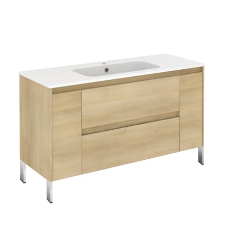 WS Bath Collections Ambra 48" Free Standing Single Basin Vanity Set with Cabinet and Ceramic Vanity Top Nordic Oak